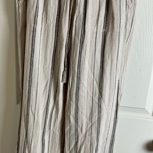Sound/Style Women's Striped Smocked Waist Linen Pants size Large - Picture 3 of 10
